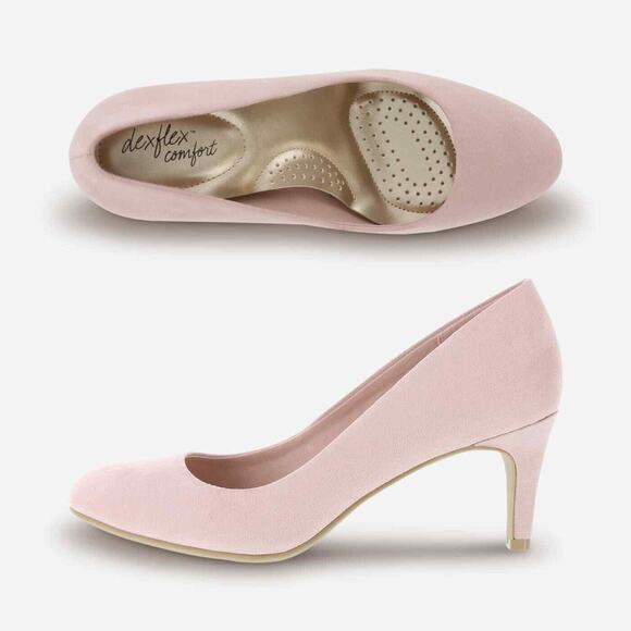 Dexflex Comfort Pink Faux Suede Karma Pump Shoes - Picture 1 of 6